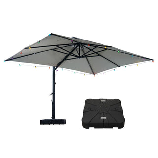 10×13 FT Aluminum Cantilever Patio Umbrella with Hook – Large Offset Outdoor Umbrella for Patio, Deck & Garden (Gray/Navy Blue)