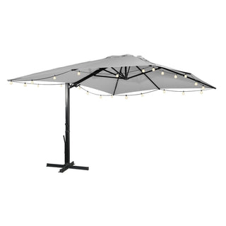 10x13FT Aluminum Cantilever Patio Umbrella with 1100LBS Wheeled Base, 360° Rotation & Stepless Tilt, UV50+ Waterproof Canopy