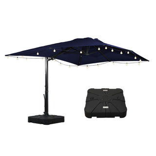 10x13FT Aluminum Cantilever Patio Umbrella with 1100LBS Wheeled Base, 360° Rotation & Stepless Tilt, UV50+ Waterproof Canopy