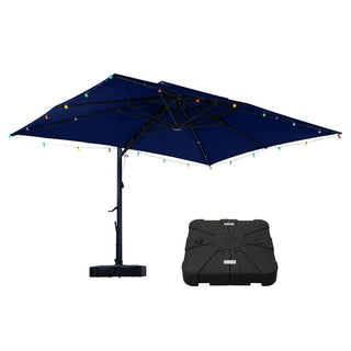 10×13 FT Aluminum Cantilever Patio Umbrella with Hook – Large Offset Outdoor Umbrella for Patio, Deck & Garden (Gray/Navy Blue)