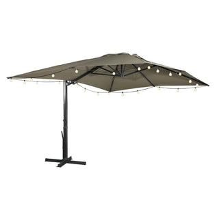 10x13FT Aluminum Cantilever Patio Umbrella with 1100LBS Wheeled Base, 360° Rotation & Stepless Tilt, UV50+ Waterproof Canopy