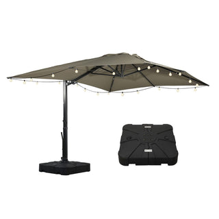 10x13FT Aluminum Cantilever Patio Umbrella with 1100LBS Wheeled Base, 360° Rotation & Stepless Tilt, UV50+ Waterproof Canopy