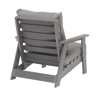 HIPS Wood-Look Outdoor Patio Sofa with Deep Cushions – Modern Garden & Balcony Seating