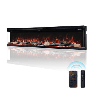 72"/88"/100" Smart Electric Fireplace with 14 Flame Colors, WiFi Tuya App, Voice Control & 1500W Heater