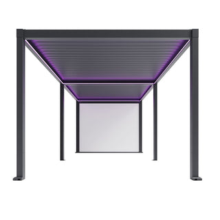 10X20 FT Motorized Aluminum Louvered Pergola with 7-Color LED Lights,Suitable For Patios, Pool Areas, Outdoor Kitchens And Terraces