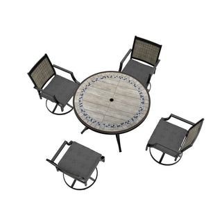 5-Piece Mondawe Outdoor Aluminum Swivel Dining Set with Textilene Cushioned Chairs & Round Table