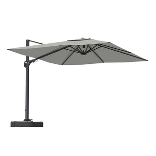 11FT Square Cantilever Patio Umbrella with 360° Rotation & Cross Base – Outdoor Offset Umbrella in Beige, Red, Navy Blue & Gray