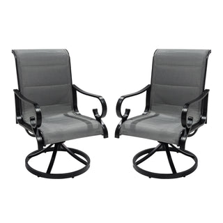 Outdoor Aluminum Swivel Chair Set with Textilene Backrest – 360° Patio Chairs with Cushions