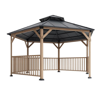 Hexagon Hardtop Gazebo with Solar LED Light – Modern Outdoor Patio Gazebo for Backyard