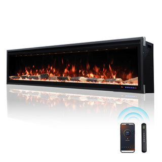 Smart Electric Fireplace with 13 Flame Colors, WiFi & Voice Control, 750W/1500W Heater, LED Ember Bed & Remote