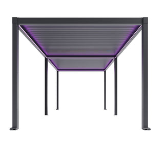 10X20 FT Motorized Aluminum Louvered Pergola with 7-Color LED Lights,Suitable For Patios, Pool Areas, Outdoor Kitchens And Terraces