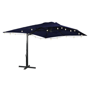 10x13FT Aluminum Cantilever Patio Umbrella with 1100LBS Wheeled Base, 360° Rotation & Stepless Tilt, UV50+ Waterproof Canopy