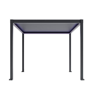 Motorized Aluminum Louvered Pergola with Integrated LED Lights – Modern Adjustable Outdoor Patio Gazebo