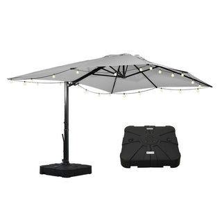 10x13FT Aluminum Cantilever Patio Umbrella with 1100LBS Wheeled Base, 360° Rotation & Stepless Tilt, UV50+ Waterproof Canopy