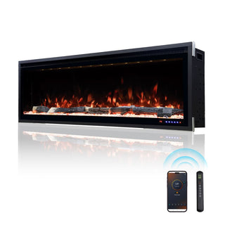 Smart Electric Fireplace with 13 Flame Colors, WiFi & Voice Control, 750W/1500W Heater, LED Ember Bed & Remote