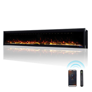 Smart Electric Fireplace with 13 Flame Colors, WiFi & Voice Control, 750W/1500W Heater, LED Ember Bed & Remote