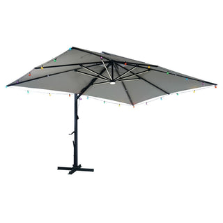 10×13 FT Aluminum Cantilever Patio Umbrella with LED Lights & Hook – Large Offset Outdoor Umbrella for Patio, Deck & Garden