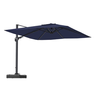 11FT Square Cantilever Patio Umbrella with 360° Rotation & Cross Base – Outdoor Offset Umbrella in Beige, Red, Navy Blue & Gray