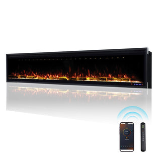 Smart Electric Fireplace with 13 Flame Colors, WiFi & Voice Control, 750W/1500W Heater, LED Ember Bed & Remote