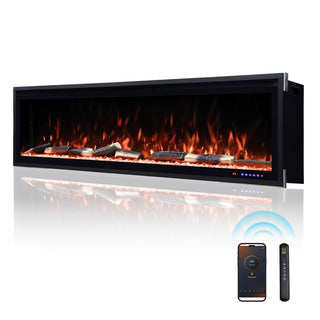 Smart Electric Fireplace with 13 Flame Colors, WiFi & Voice Control, 750W/1500W Heater, LED Ember Bed & Remote