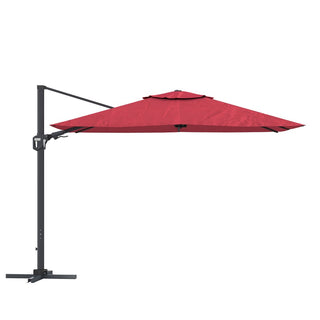11FT Square Cantilever Patio Umbrella--Red, Navy Blue & Gray
