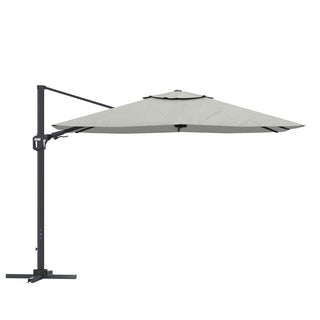11FT Square Cantilever Patio Umbrella--Red, Navy Blue & Gray