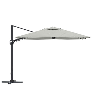 11FT Square Cantilever Patio Umbrella with LED Lights-Red/Navy Blue/Gray