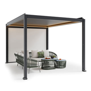 Motorized Aluminum Louvered Pergola with Integrated LED Lights – Modern Adjustable Outdoor Patio Gazebo