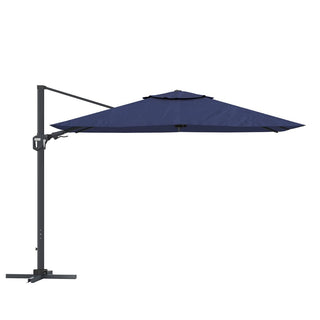 11FT Square Cantilever Patio Umbrella--Red, Navy Blue & Gray