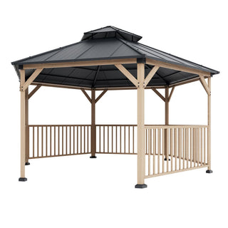 Hexagon Hardtop Gazebo with Solar LED Light – Modern Outdoor Patio Gazebo for Backyard