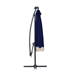 10FT Iron Cantilever Patio Umbrella with Tassels – 360° Rotating Outdoor Offset Umbrella with PU-Coated Polyester Canopy