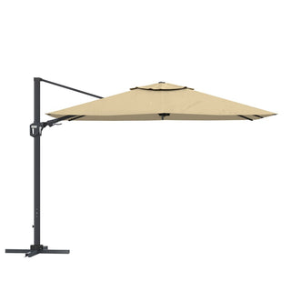 11FT Square Cantilever Patio Umbrella--Red, Navy Blue & Gray