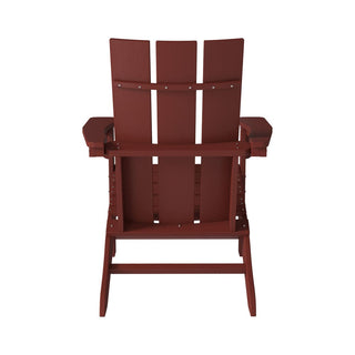 4.7 Inch Wide Arm Modern Red Adirondack Chair, All Weather Plastic Patio Chair