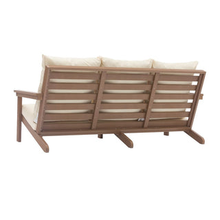 HIPS Wood-Look Outdoor Patio Sofa with Deep Cushions – Modern Garden & Balcony Seating