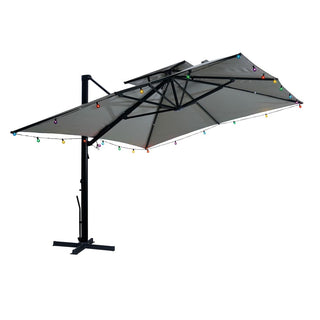 10×13 FT Aluminum Cantilever Patio Umbrella with Hook – Large Offset Outdoor Umbrella for Patio, Deck & Garden (Gray/Navy Blue)