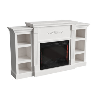 70.2 Inch W Brown/White MDF Wood TV Stand with Fan-forced Electric