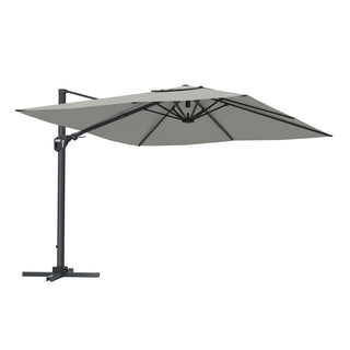 11FT Square Cantilever Patio Umbrella--Red, Navy Blue & Gray