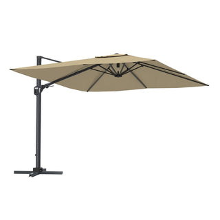 11FT Square Cantilever Patio Umbrella--Red, Navy Blue & Gray