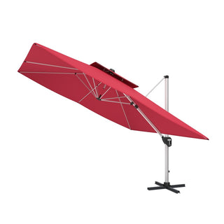 11 FT Square Patio Umbrella with Double-Top Vent – Brown/Dark Gray/Red