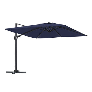 11FT Square Cantilever Patio Umbrella--Red, Navy Blue & Gray