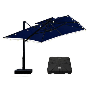 10×13 FT Aluminum Cantilever Patio Umbrella with Hook – Large Offset Outdoor Umbrella for Patio, Deck & Garden (Gray/Navy Blue)