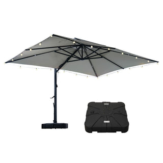 10×13 FT Aluminum Cantilever Patio Umbrella with Hook – Large Offset Outdoor Umbrella for Patio, Deck & Garden (Gray/Navy Blue)