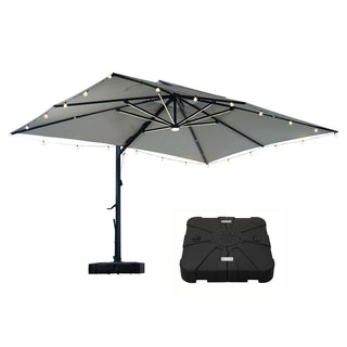 10×13 FT Aluminum Cantilever Patio Umbrella with LED Lights & Hook – Large Offset Outdoor Umbrella for Patio, Deck & Garden