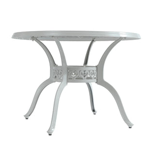 40" Round Cast Aluminum Outdoor Dining Table in Antique Bronze/White with 1.9" Umbrella Hole, Standard Height for Patio & Garden