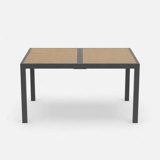 59-Inch Outdoor Patio Dining Table, Gray Aluminum Frame with HDPE Slatted Top