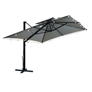 10×13 FT Aluminum Cantilever Patio Umbrella with Hook – Large Offset Outdoor Umbrella for Patio, Deck & Garden (Gray/Navy Blue)