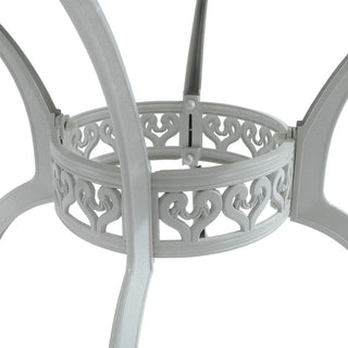 40" Round Cast Aluminum Outdoor Dining Table in Antique Bronze/White with 1.9" Umbrella Hole, Standard Height for Patio & Garden