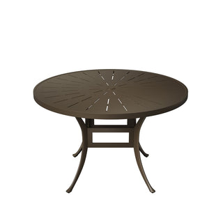 48" Round Cast Aluminum Outdoor Dining Table with Umbrella Hole – Weather-Resistant Patio Table for Garden & Backyard