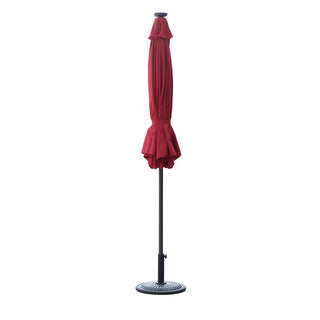 9ft Solar LED Patio Umbrella – Outdoor Market Umbrella with 32 LED Lights, Tilt & Crank