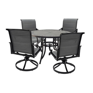 Mondawe 5-Piece Outdoor Aluminum Swivel Dining Set with Textilene Chairs & Round Table
